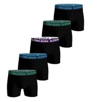 Bjorn Borg boxershorts 5-pack cotton stretch zwart met gekleurde logo band - thumbnail