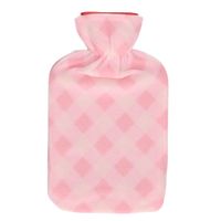 Water kruik met fleece hoes roze ruiten print 1,7 liter   -