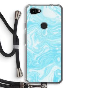 Waterverf blauw: Pixel 3a Transparant Hoesje met koord