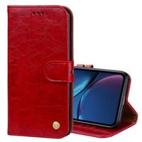 Business stijl olie Wax textuur horizontale Flip lederen case voor iPhone XR met houder & kaartsleuven & portemonnee (rood)