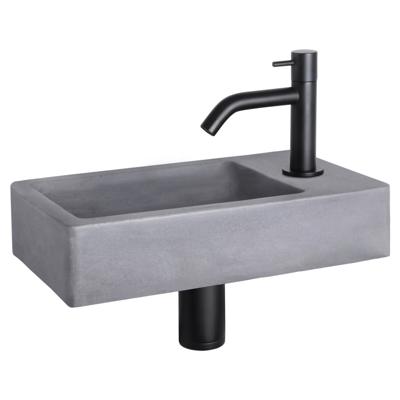 Differnz Force fonteinset beton donkergrijs - kraan gebogen - 40 x 22 x 8 cm - mat zwart
