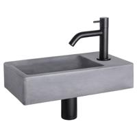 Differnz Force fonteinset beton donkergrijs - kraan gebogen - 40 x 22 x 8 cm - mat zwart