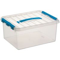 4x Opberg box/opbergdoos 15 liter 40 cm transparant/blauw