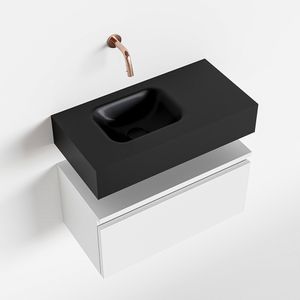 Toiletmeubel Mondiaz Andor | 60 cm | Meubelkleur Talc | Lex vrijhangend wastafel Urban Links | Zonder kraangat