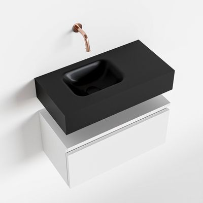 Toiletmeubel Mondiaz Andor | 60 cm | Meubelkleur Talc | Lex vrijhangend wastafel Urban Links | Zonder kraangat