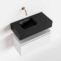 Toiletmeubel Mondiaz Andor | 60 cm | Meubelkleur Talc | Lex vrijhangend wastafel Urban Links | Zonder kraangat
