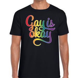 Gay is okay gay pride shirt zwart heren