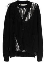 Feng Chen Wang cardigan en maille ajourée - Noir