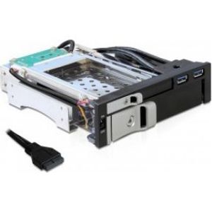 Delock 47209 5,25 mobiel rack voor 1 x 2,5 + 1 x 3,5 SATA HDD + 2 x USB 3.0-poorten