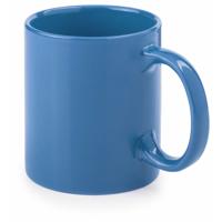 Koffie mokken/bekers - 1x - keramiek - glans - met oor - blauw - 370 ml