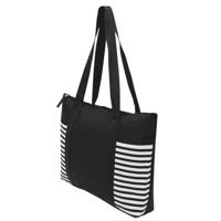 Strandtas met streepmotief - zwart/wit - 44 x 31 cm - Strandartikelen beach bags