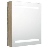vidaXL Badkamerkast met spiegel en LED 50x14x60 cm eikenkleurig - thumbnail