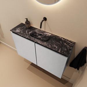 Toiletmeubel Mondiaz Ture Dlux | 80 cm | Meubelkleur Plata | Eden wastafel Lava Midden | Zonder kraangat