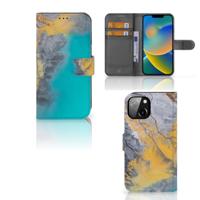 Apple iPhone 14 | Bookcase | Marble Blue Gold
