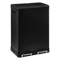 Dubbele Prullenbak/pedaalemmer Ariane - zwart - rvs metaal - 2 x 30 liter - 49 x 40 x 67cm - keuken