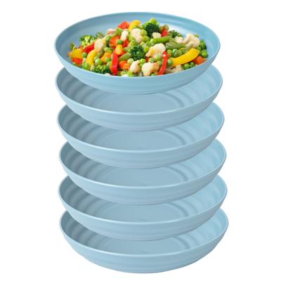 Rond bord/camping - 12x - diep bord - D19 cm - blauw - kunststof - onbreekbaar servies