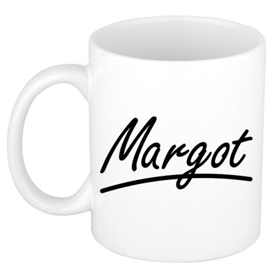 Margot Naam koffiemok - beker - met sierlijke letters - wit - 300 ml - Cadeau - Dames