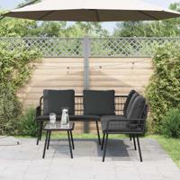 Tuinbankenset met kussen 2 pcs Zwart poly rattan