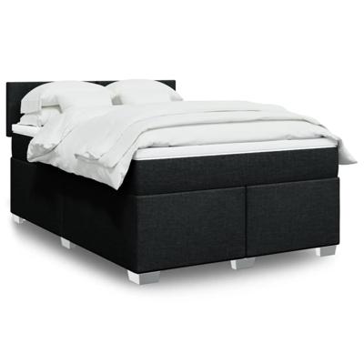 Boxspring met matras stof zwart 140x190 cm