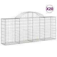 The Living Store Gabionmuur 200x30x80/100 cm - Decoratieve geluidsisolerende schanskorf - Gegalvaniseerd ijzer -