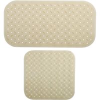 MSV Douche/bad anti-slip matten set badkamer - rubber - 2x stuks - beige - 2 formaten - Badmatjes - thumbnail