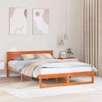 Bedframe met hoofdeinde Bruin 150 x 200 cm Massief grenenhout