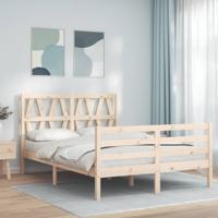 Bedframe met hoofdbord massief hout 140x190 cm