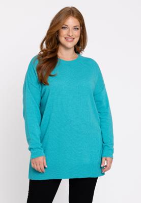 Yoek Trui met zijsplitten Woolmix | Turquoise | Maat 54/56