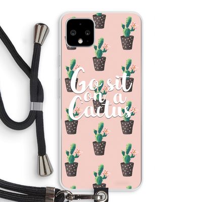Cactus quote: Pixel 4 XL Transparant Hoesje met koord