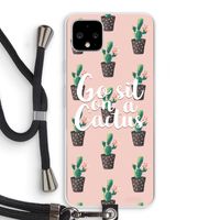 Cactus quote: Pixel 4 XL Transparant Hoesje met koord