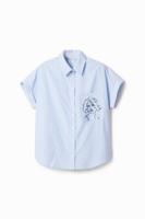 Blouse met strepen en gezicht - BLUE - M Blouse met strepen en gezicht - BLUE - M