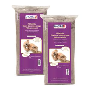 Glorex Hobby vulmateriaal - 2x - polyester - 300 gram voor knuffels/kussens - bruin - donzig