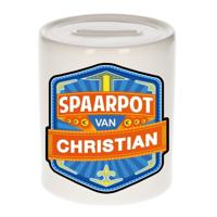 Kinder spaarpot met naam - Christian - keramiek - met dop - wit - Sparen - Spaargeld van Christian