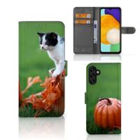 Samsung Galaxy A04s | Samsung Galaxy A13 5G | Telefoonhoesje | Met pasjeshouder | Kitten