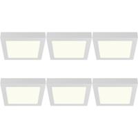 LED Downlight Opbouwspot - LED Paneel Slim 6 Stuks - Brinton Thin - 24W 2400lm 120° Bundelhoek - Natuurlijk Wit 4000K - IP40 - Vierkant - Wit - 272x272mm