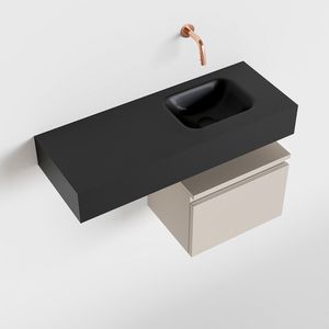Toiletmeubel Mondiaz Andor | 80 cm | Meubelkleur Linen | Lex vrijhangend wastafel Urban Rechts | Zonder kraangat