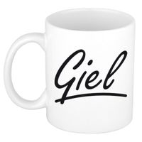 Naam cadeau mok / beker Giel met sierlijke letters 300 ml   - - thumbnail