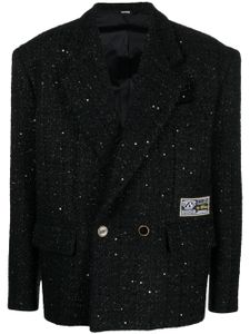 GCDS blazer en tweed à boutonnière croisée - Noir