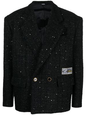GCDS blazer en tweed à boutonnière croisée - Noir
