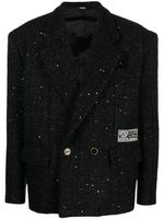 GCDS blazer en tweed à boutonnière croisée - Noir
