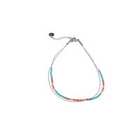 Go Dutch Label Enkelbandje met Turquoise/Oranje Kraaltjes Zilver - thumbnail