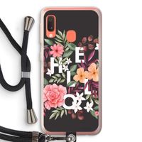 Hello in flowers: Samsung Galaxy A20e Transparant Hoesje met koord Hello in flowers: Samsung Galaxy A20e Transparant Hoesje met koord
