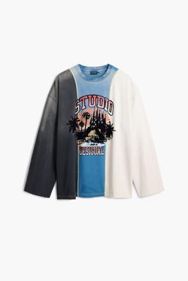 Studio T-shirt met palmbomen - BLUE - L