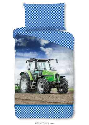 Good Morning Kinderdekbedovertrek "tractor" - Groen - (140x200 cm) - Katoen Good Morning Kinderdekbedovertrek "tractor" - Groen - (140x200 cm) - Katoen