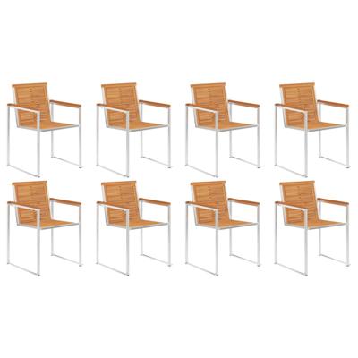 Tuinstoelen 8 st massief acaciahout en roestvrij staal