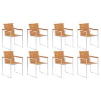 Tuinstoelen 8 st massief acaciahout en roestvrij staal