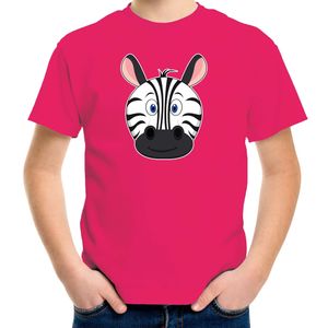 Cartoon zebra t-shirt roze voor jongens en meisjes - Cartoon dieren t-shirts kinderen