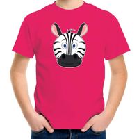 Cartoon zebra t-shirt roze voor jongens en meisjes - Cartoon dieren t-shirts kinderen - thumbnail