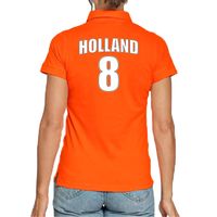 Oranje supporter poloshirt met rugnummer 8 - Holland / Nederland fan shirt voor dames - thumbnail