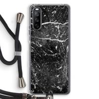 Zwart marmer: Sony Sony Xperia 10 III Transparant Hoesje met koord
